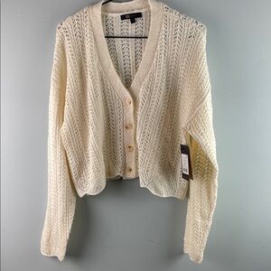 Frye Cream Knit Cardigan Sweater Size M